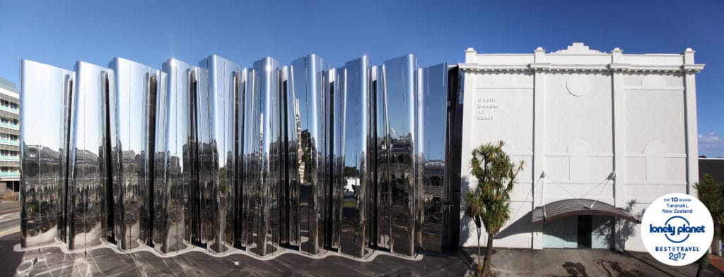 Len Lye Centre Govett Brewster Art Gallery Lonely Planet Badge 1024x393 - Art Galleries New Plymouth