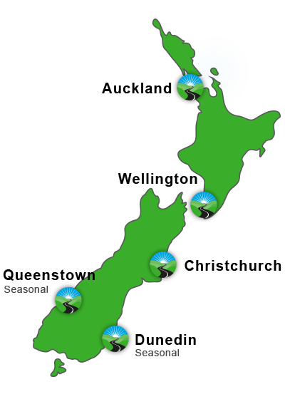 mobility vehicle rental NZ location map - Contact Us